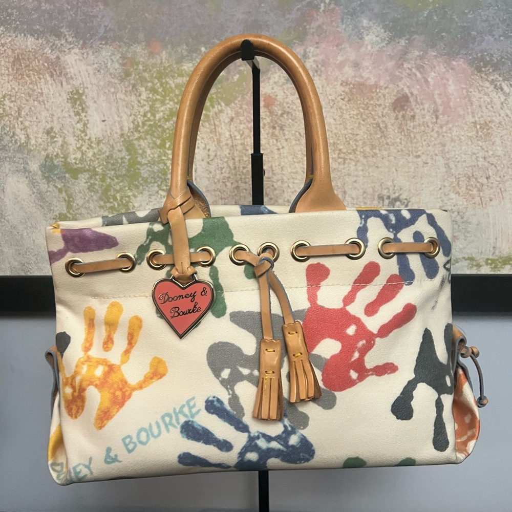 Dooney & Bourke Colorful Handprint Canvas Tote